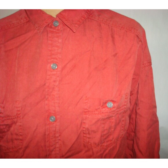 New Prana Womens NWT S Updrift Top Button Pockets LS Patina Red Rust Tencel Logo - Picture 8 of 12